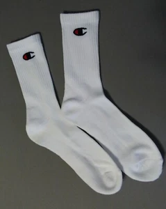 RARE Mens Vintage Champion White w/ Logo Crew Socks 1 Pair, size 6-12 - Picture 1 of 2