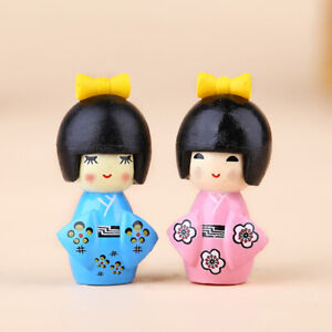 6PCS Mixed Colorful Japanese Kimono Girl Keychain Plastic Cartoon Doll Hand