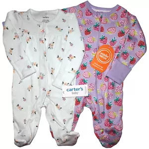 Lote de 2 Carter's Wonder Nation Flor Fresa Patas Dormir Niña Recién Nacida - Imagen 1 de 4