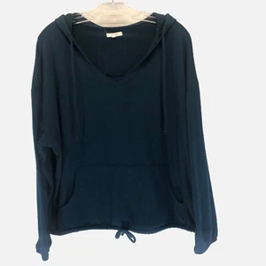 Woman's Maurices Hoodie Sweatshirt Size L Blue Teal V-Neck Long Sleeved - Picture 1 of 4