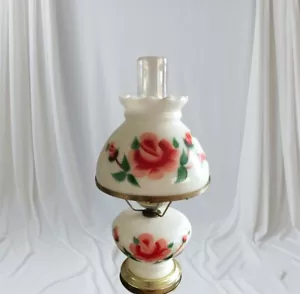 Vintage handbemalte rote Rose vom Wind verweht Hurrikan Salonlampe MCM - Bild 1 von 12