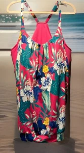 Cacique Womens Hibiscus Floral Tropical Padded Wireless Tankini Swim Top Sz 24 - Picture 1 of 12