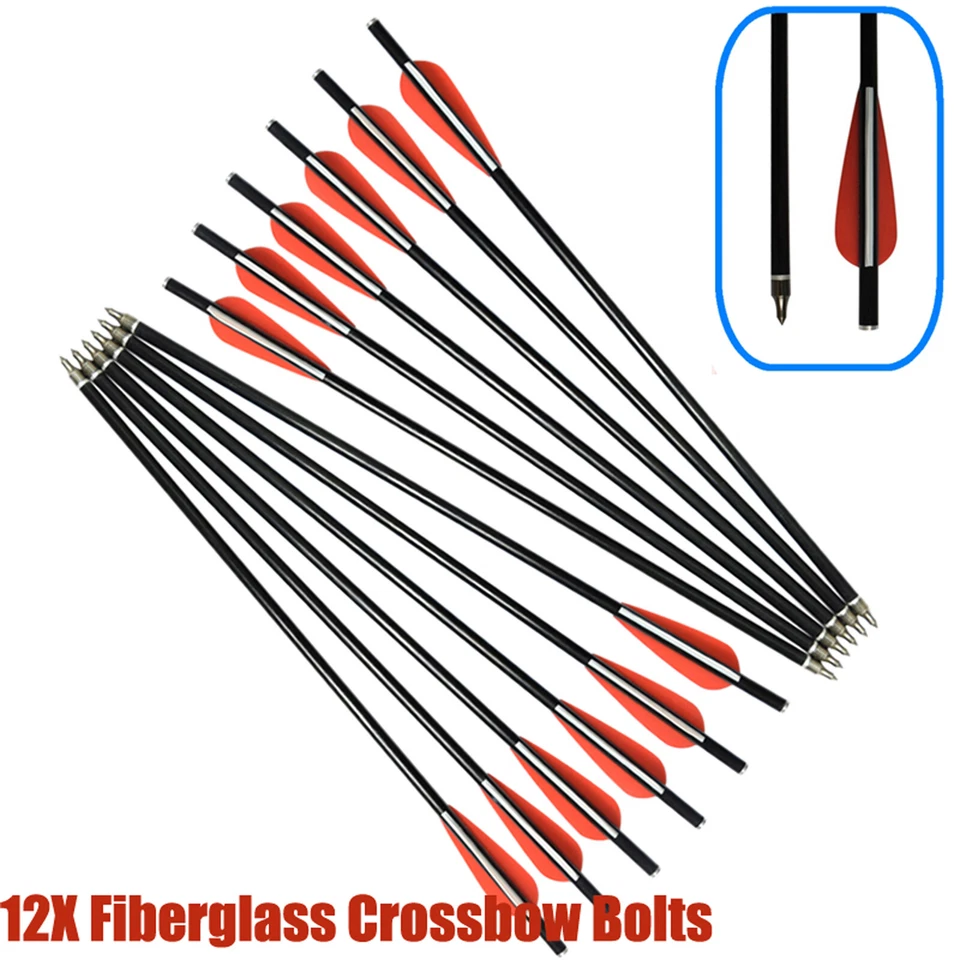 FORARCHERY-2020 12 Stück Armbrustbolzen Glasfaser Pfeile Bogenschießen Armbrustpfeile Jagd 18''
