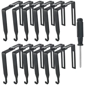 12PCS Black Universal Partition Hanger Set Metal Black Cubicle Hooks Door Mir... - Picture 1 of 5