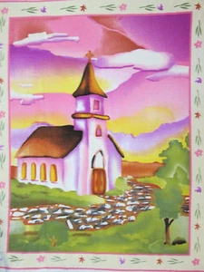KIRCHENLAND KREUZ HOCHZEIT KIRCHE PASTELL FLEECE STOFF PANEL OOP - Bild 1 von 3