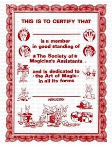 MAGICIAN’S ASSISTANT CERTIFICATE (RED) / Magic Novelty - Picture 1 of 1