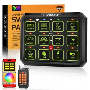 AUXBEAM AC-1200 12 RGB Switch Panel APP & Remote Control,Toggle/Momentary/Pulsed - Picture 1 of 12