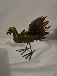 Metal Thanksgiving Turkey Votive Candle Holder Copper Red and Brass 5" Tall - Picture 1 of 10