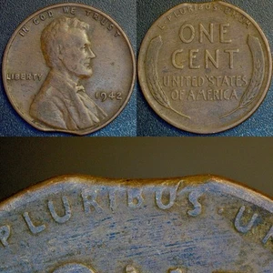 Clipped Planchet + Woody Multi Error! 1942 Lincoln Wheat Cent 1c Penny Auction - Picture 1 of 4