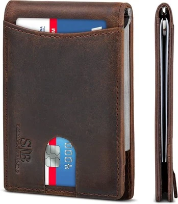 SERMAN BRANDS RFID Blocking Slim Bifold Genuine Leather A. Texas Brown 1.0  - Image 1 of 4