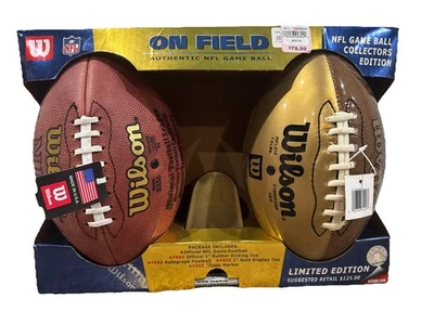 NUEVO Juego Auténtico Balones de Fútbol Wilson On Field Edición Coleccionista 2x NFL De Colección Foto 1 de 4