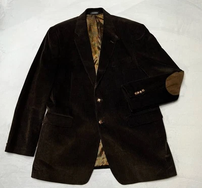 Ralph Lauren Brown Corduroy Men 44L Sport Coat Elbow Patches Blazer Suit Jacket - Image 1 of 4