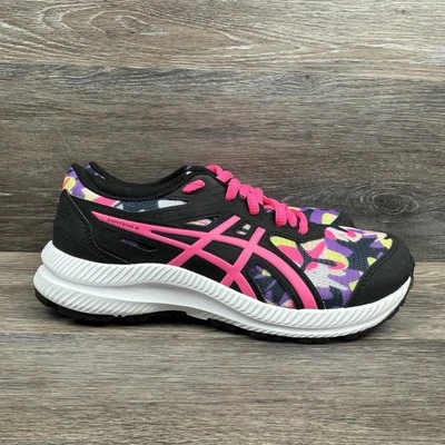 Asics Gel Contend 8 Zapatos Niña Talla 3.5 Juvenil Negro Rosa Salpicaduras Camuflaje Tenis Foto 1 de 4