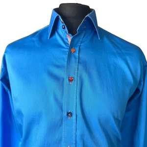 CLAUDIO LUGLI Shirt Mens LARGE (41-42") Long Sleeve Blue (With Small Defect) - Picture 1 of 12