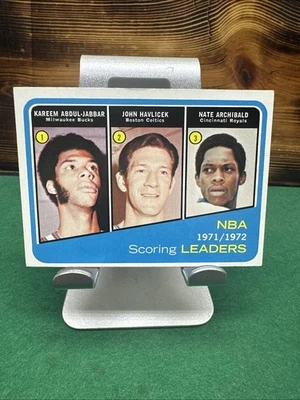 1972-73 Topps Basketball 1971-72 Scoring Leaders Jabbar,Havlicek,Archibald - Image 1 of 4