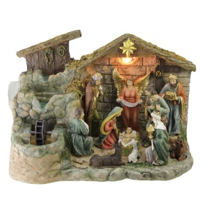 Belén de Navidad Northlight 13" mesa interior fuente de agua luz blanca - Imagen 1 de 4