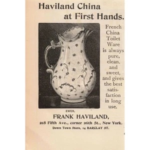 1892 Haviland China Ewer Pitcher  Print Ad French Toilet Ware Antique - Picture 1 of 1