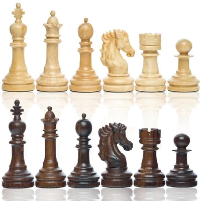 - High Wooden Weighted Chess Pieces with 3.78'' King, Hand made, Beautiful Co... - Image 1 of 4