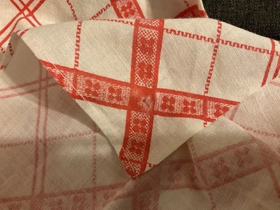 Saco de alimentación de la década de 1940 tela grande abierto ROSA BLANCO 38 X 39 pulgadas Moprimitivepast #03 más Foto 1 de 4