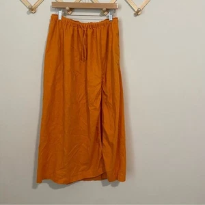 Abercrombie & Fitch Orange Linen Blend Midi Skirt size Large - Picture 1 of 8