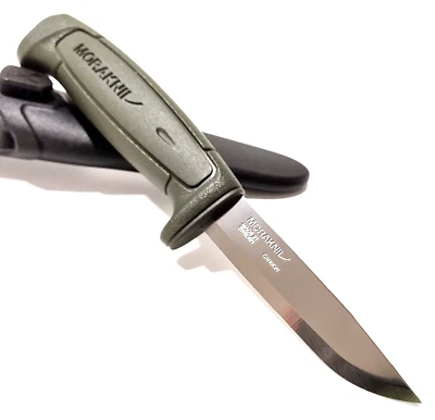8.25" SWEDEN MORA MORAKNIV MILITARY GREEN BASIC 511 CARBON STEEL TACTICAL KNIFE - Image 1 of 4