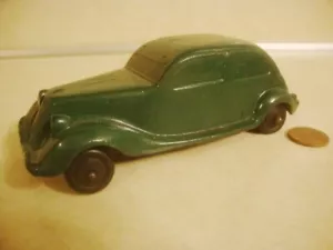 Vintage 1930's Rubber Car Lilo 1935 FORD TUDOR Touring Toy Green w Black Tires! - Bild 1 von 5