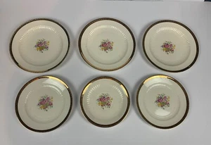 6 VINTAGE ROYAL CHINA PLATES FLOWER BASKET 22K GOLD ETCHED - Picture 1 of 13