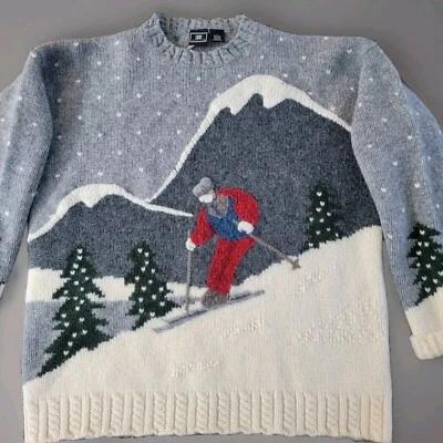 Винтажный Maurices женщин шерсти свитер лыж зима снег деревья Cottagecore прерии L - Изображение 1 из 4