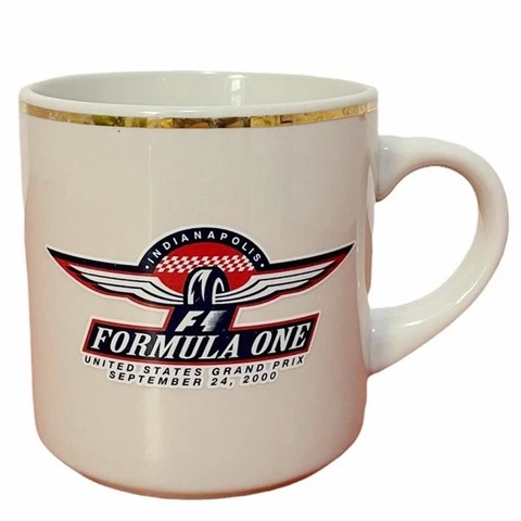 Vintage Indianapolis Formula One US Grand Prix Race Mug September 2000 Gold Trim Cover