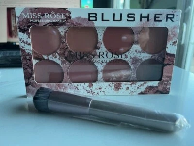 Miss Rose 8 Cores Blush Paleta Natural Fosco Maquiagem de Longa Duração com Pincel NOVO - Imagem 1 de 4