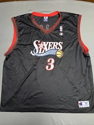 Camiseta deportiva Champion Philadelphia 76ers Sixers Allen Iverson #3 para hombre 52 2XL negra -834 Foto 1 de 4
