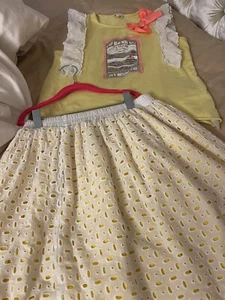 Nanos Made In Spain Lovely Unique Patisserie Tshirt &matching White Eyelet Skirt - Picture 1 of 6