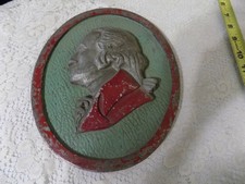 Early Cast Metal George Washington Wall Plaque  9 x 7 1/2, Free Shipping