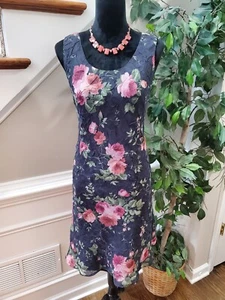 Jessica Howard Women Floral Polyester Round Neck Sleeveless Knee Length Dress 10 - Picture 1 of 12