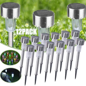Solar Power LED Stake Lights Patio Outdoor Garden Lawn Path Lamp Light 12-24x - Picture 1 of 12