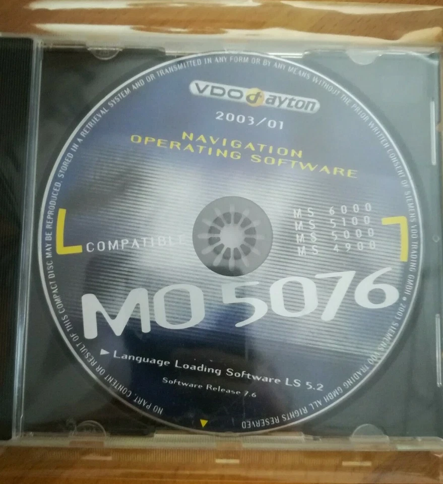 VDO Dayton MO5076 Betriebssoftware CD für Ms6000 Ms5100