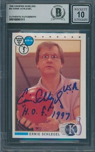1990 Kingpins Bowling #92 Ernie Schlegel Signed Card Beckett Auth. Auto 10 BAS - Picture 1 of 2