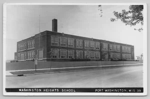RPPC Port Washington WI, Washington Heights School Wisconsin Postcard 1950's - Picture 1 of 6