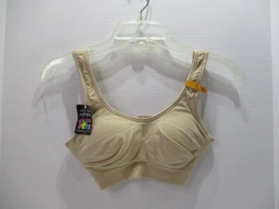 Sujetador deportivo Bali para mujer pequeño desnudo inalámbrico gancho lazo trasero marrón liso nailon nuevo Foto 1 de 4