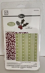 Sizzix Powdered Sugar Pattern Emboss set #656966 FREE Holly & Berries die! - Picture 1 of 2