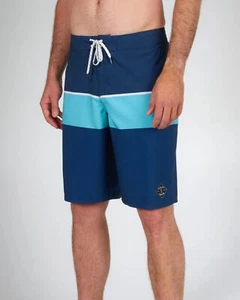 Brand New Mens Salty Crew Stacked Boardshort Navy/ Aqua Size 32 - Picture 1 of 3