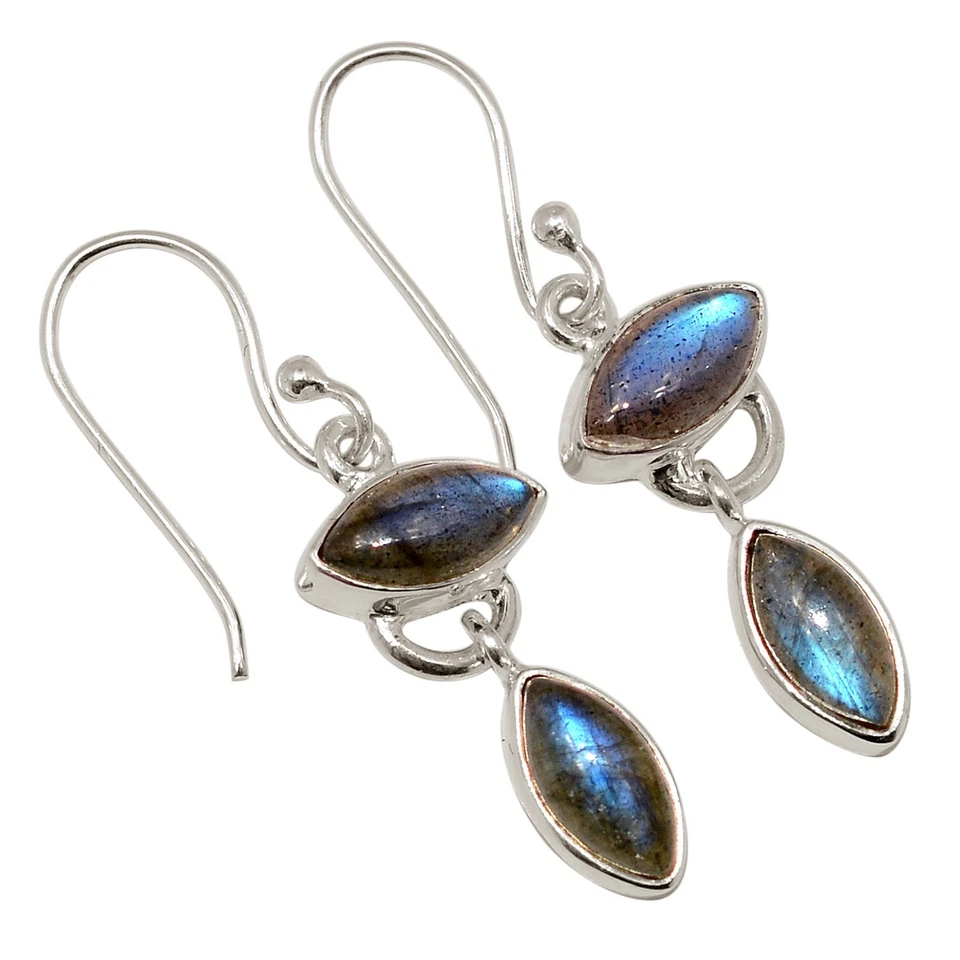 Labradorita Natural - Pendientes de Plata de Ley 925 de Madagascar Joyería ALLE-19044 Foto 1 de 1