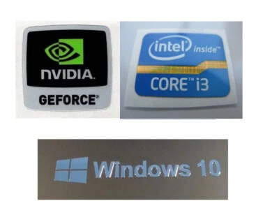 Windows 10 + Intel Inside Core i3 Blue Stickers Decals Emblem Badge PC Case - Image 1 of 3
