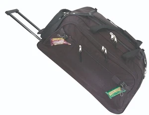 28" Deluxe Rolling Travel Duffel Bag Black Wheeled Luggage Multi-Pocket Suitcase - Picture 1 of 1
