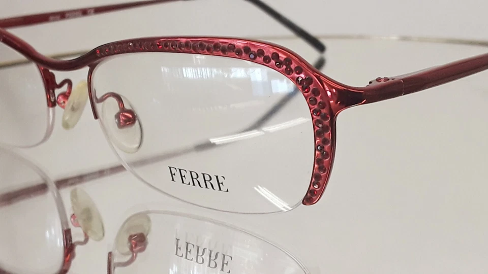 Vintage Gianfranco FERRE GF 22403 Vermelho Metal 52-17 Itália NOVO RETRÔ semirrim - Imagem 1 de 4