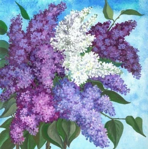4x4 Impresión de Pintura RYTA ARTE Lila Primavera Pascua Flores Arte Popular Jardín Sol - Imagen 1 de 1