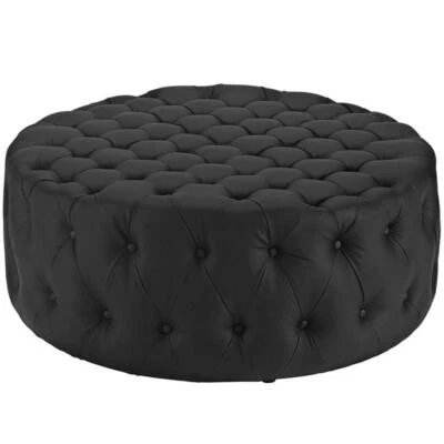 Otomana Modway Amour Moderna Tapizada de Vinilo y Madera Maciza en Negro Foto 1 de 4