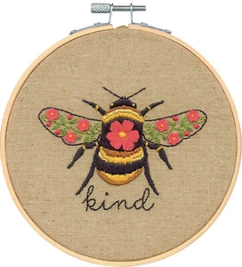 Embroidery Kit ~ Dimensions Learn-a-Craft Bee Kind with Hoop #72-76292 - Picture 1 of 3