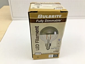 (1) NEW Bulbrite 2.5W E12 LED Bulb G16 Clear 1/2 Mirror Silver 2700K Dim 776771 - Picture 1 of 6