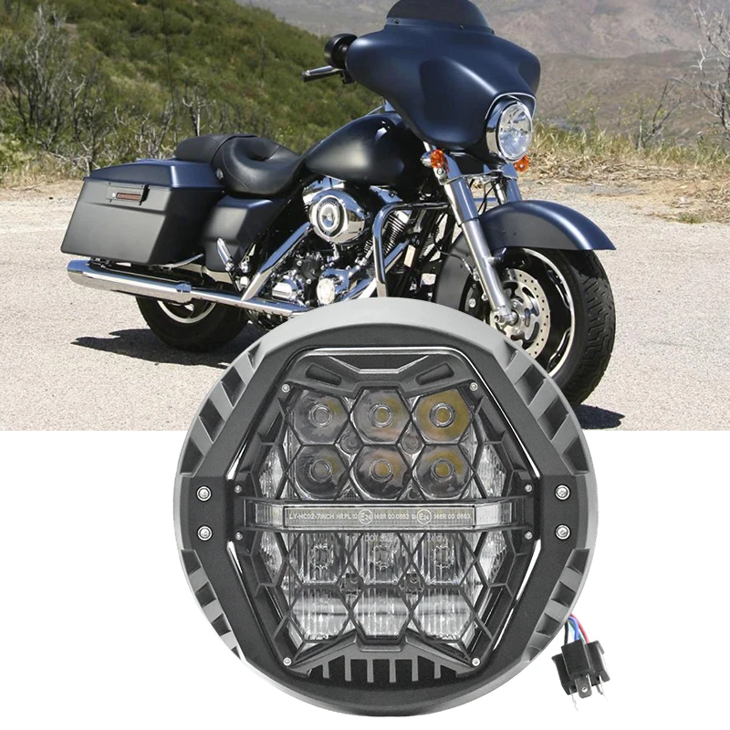 Farol DRL branco LED 7" Road King upgrade para Harley Street Glide ST 2006-23 - Imagem 1 de 4